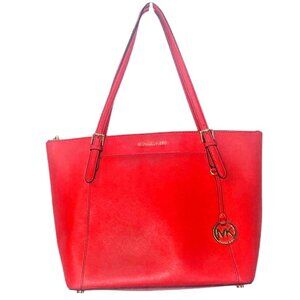 Michael Kors Ciara LG Tote Bag Leather Luggage Vibrant Red - See Description